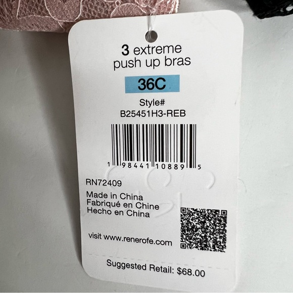 Rene Rofe Women’s Bras Sz 36C Extreme Push-up Lot/3 Lace Cover Padded Underwire - Picture 6 of 10